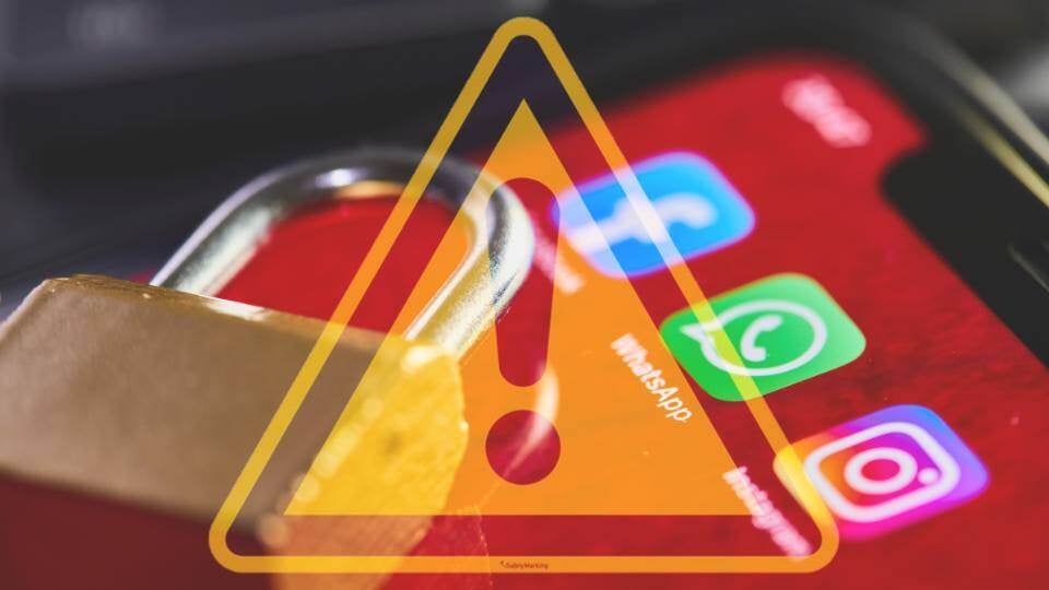 Mobile app icons on iPhone display with padlock