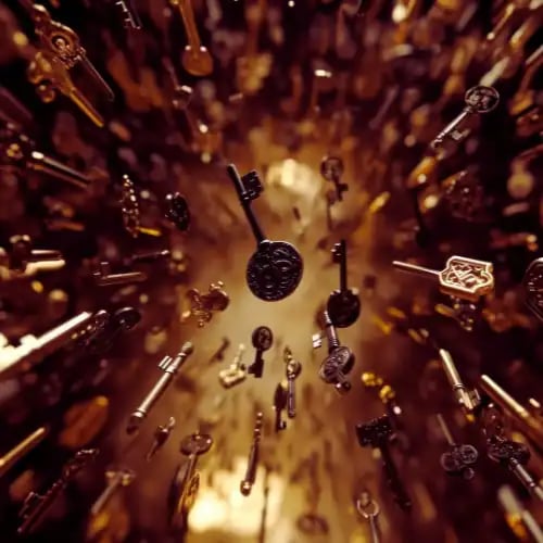 Array of golden keys in random motion