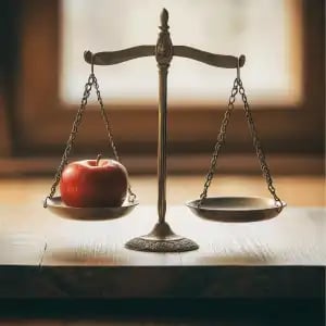 Balance-scale-with-red-apple