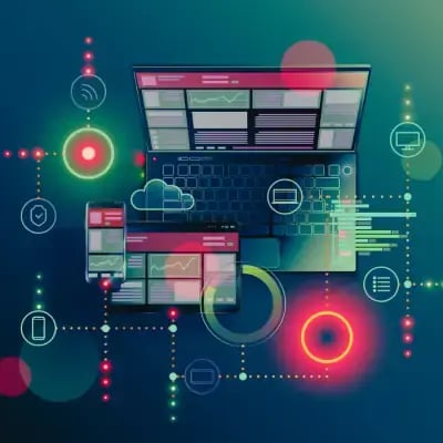 Conceptual banner of app development