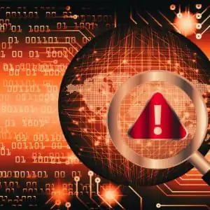 Cyber Security Alert with Magnifying Glass