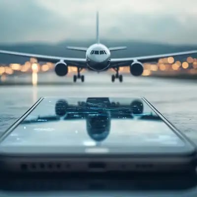 Model plane above smartphone